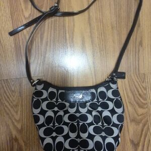 Coach Signature Black and Gray Crossbody Bag